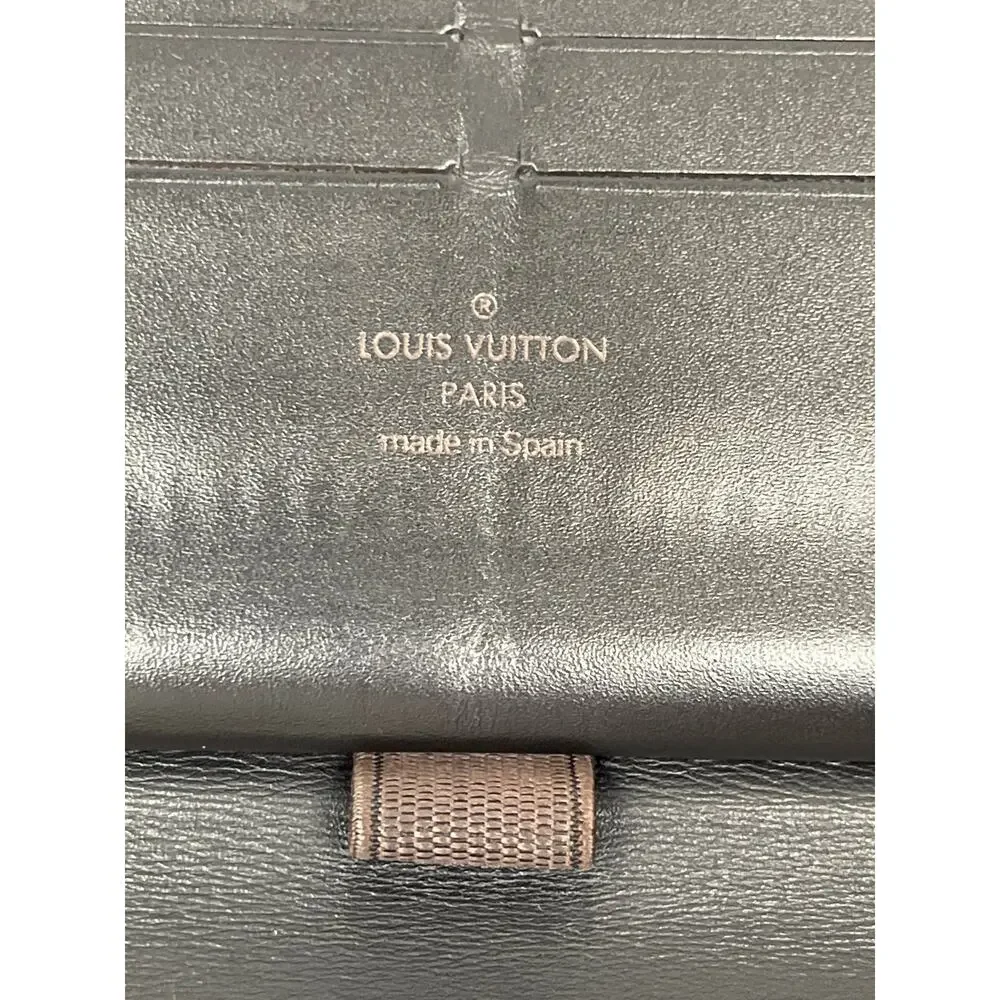 Louis Vuitton Utah Zippy Organizer Brown Leather Wallet Zip Around LV Unisex